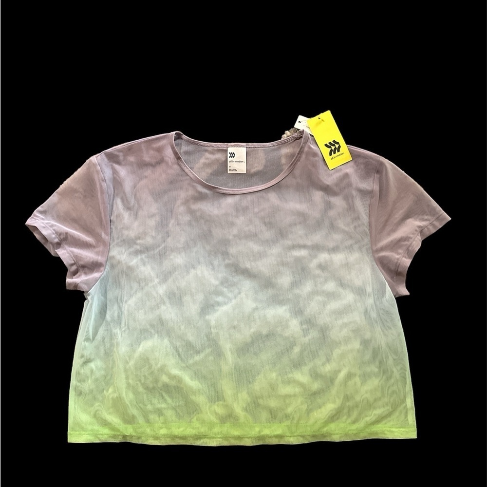 ALL IN MOTION Mesh Crop Top Short Sleeves Summer Casual Medium BNWT - Picture 2 of 5